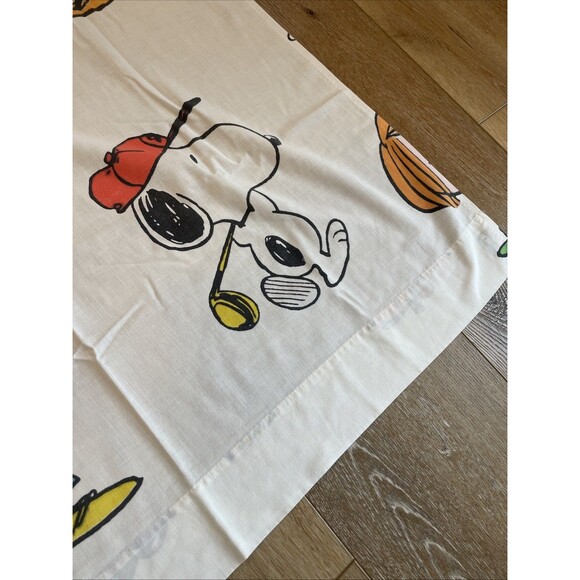 Vintage Peanuts Sheet 60s Twin Flat 66x104 Montgomery Ward Muslin Snoopy Charlie - Picture 7 of 10